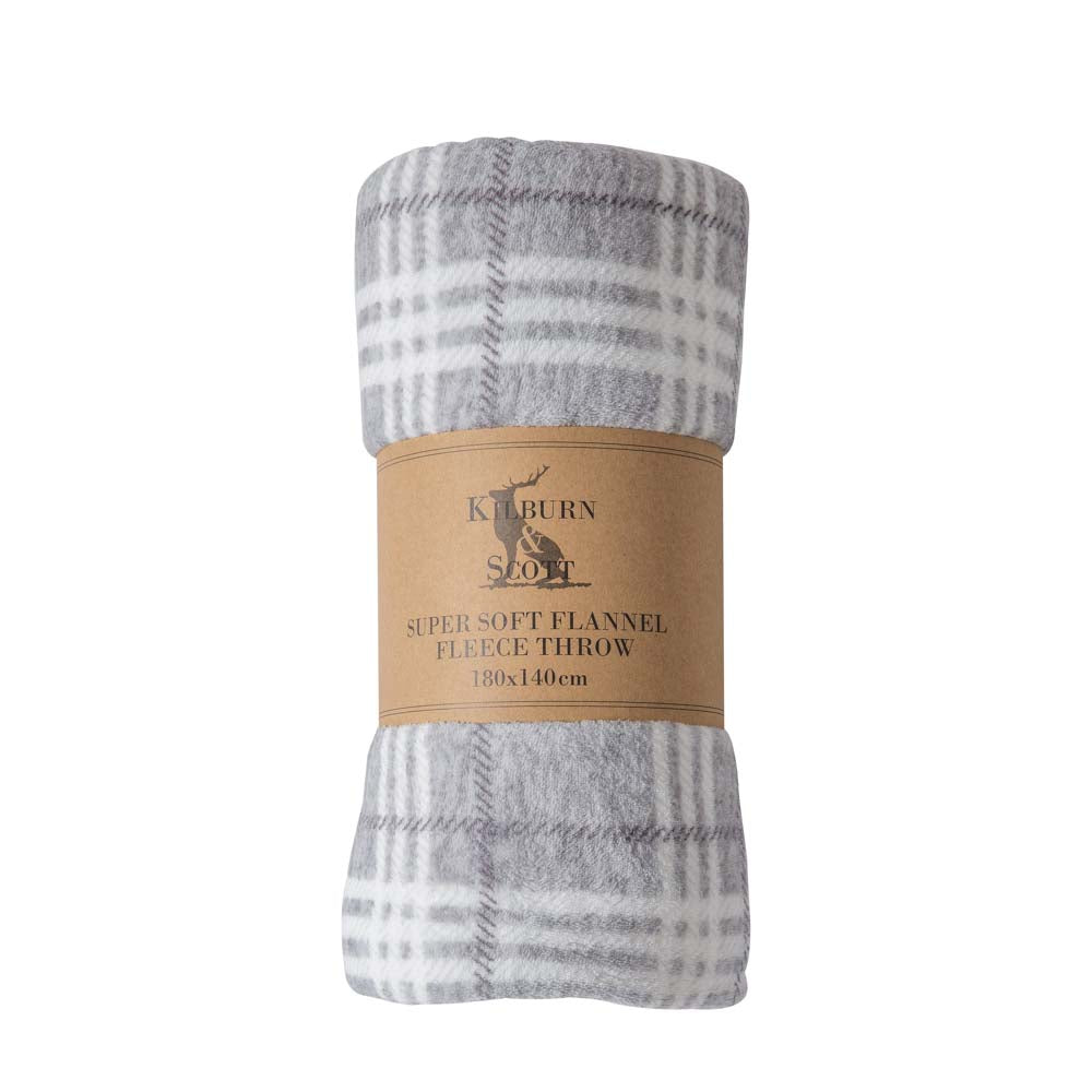 Checkmate Rolled Fleece Silver