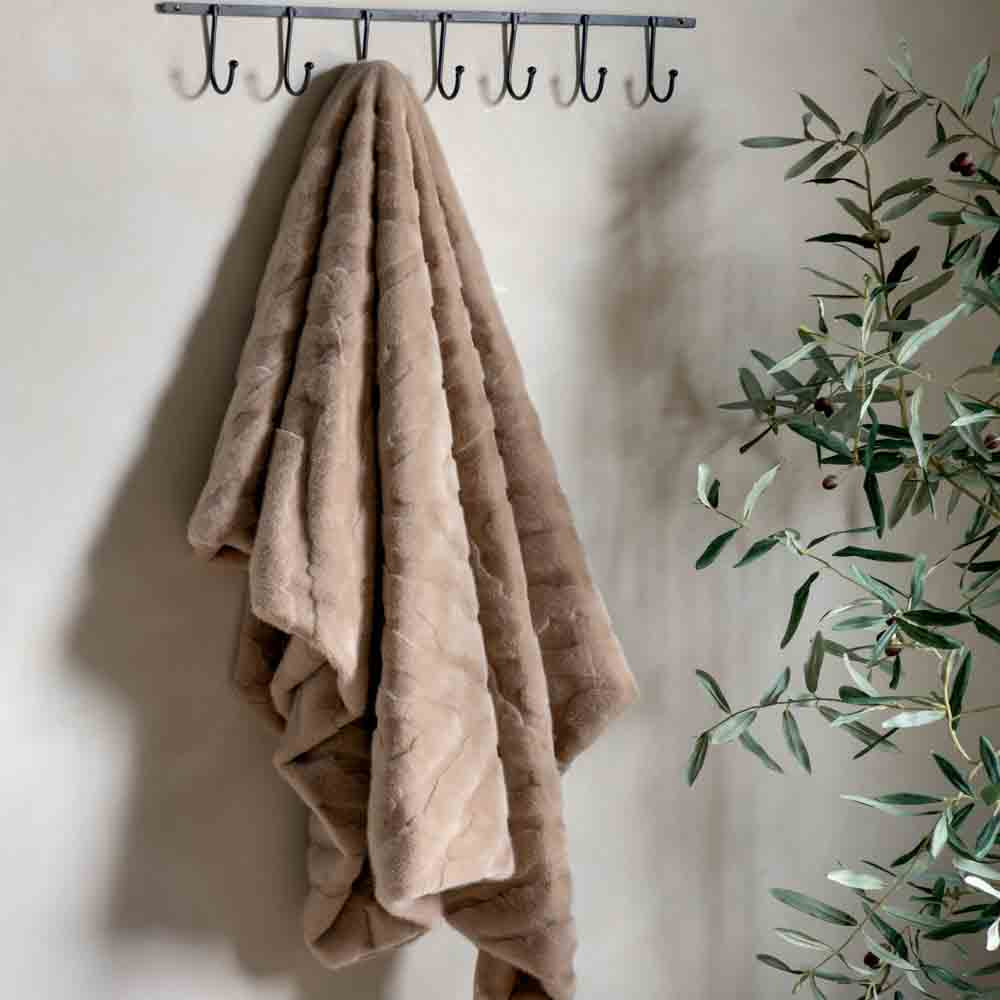 Chevron Rabbit Faux Fur Throw Mink