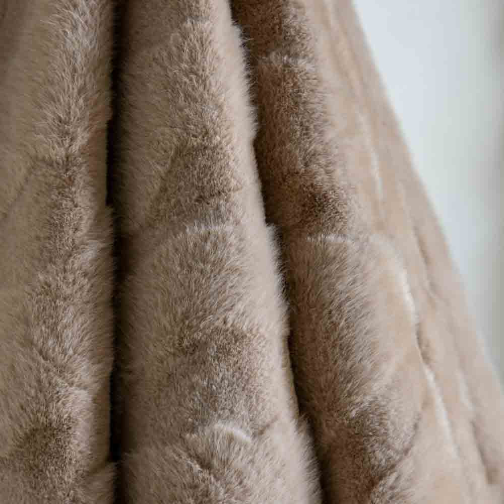Chevron Rabbit Faux Fur Throw Mink