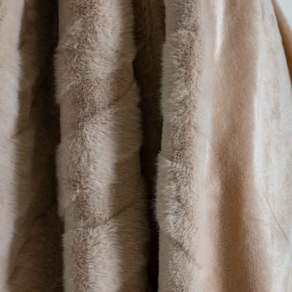 Chevron Rabbit Faux Fur Throw Mink