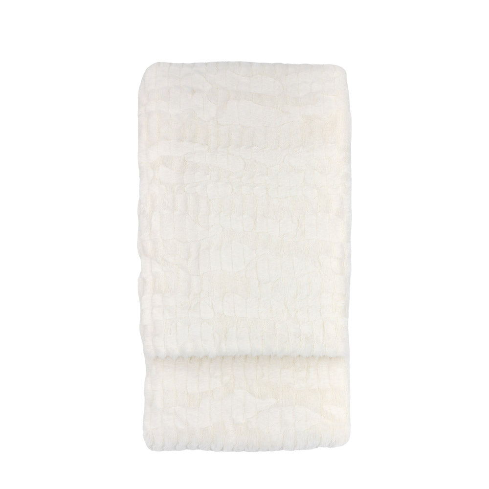 Textured Rabbit Faux Fur Throw Cream