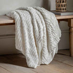 Textured Rabbit Faux Fur Throw Cream