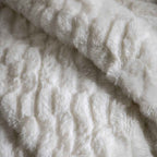 Textured Rabbit Faux Fur Throw Cream