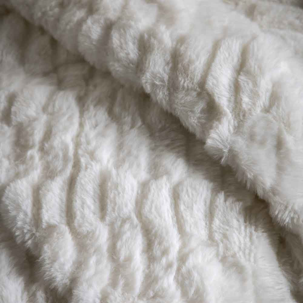Textured Rabbit Faux Fur Throw Cream