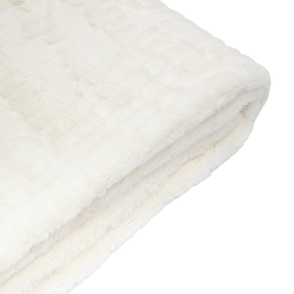 Textured Rabbit Faux Fur Throw Cream