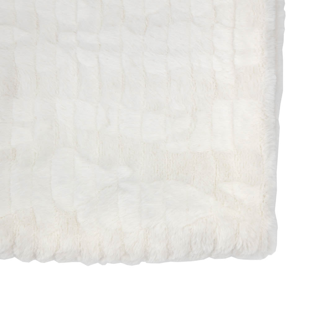 Textured Rabbit Faux Fur Throw Cream