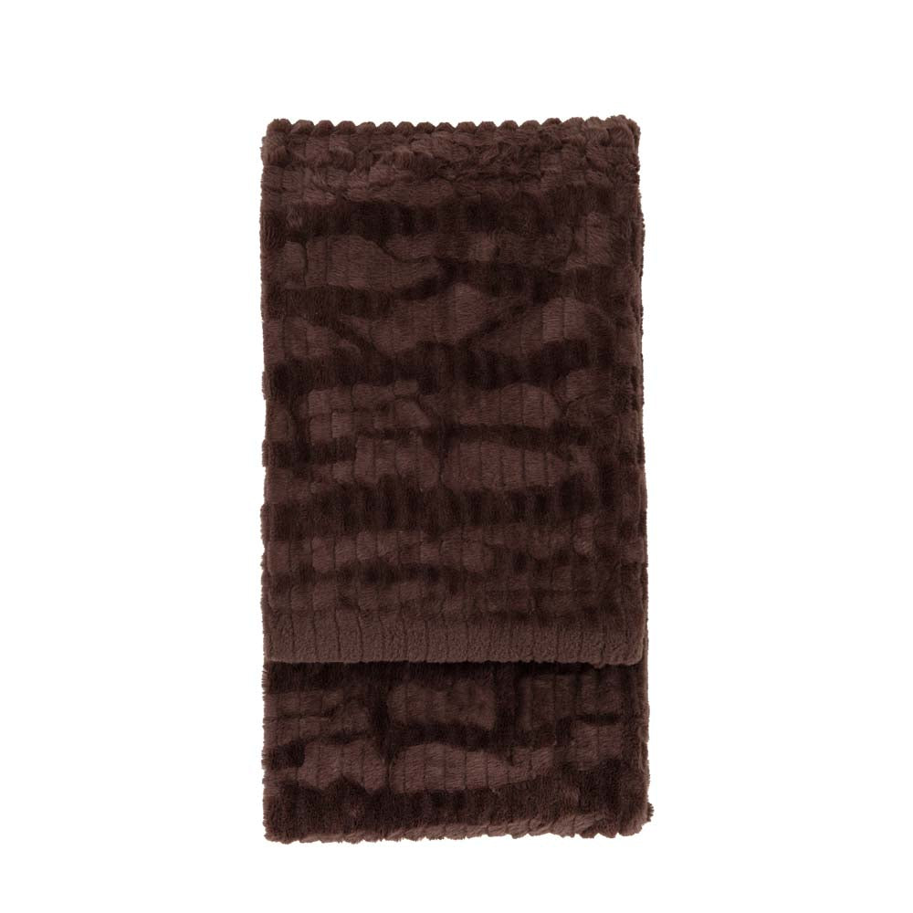 Textured Rabbit Faux Fur Throw Brown