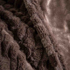 Textured Rabbit Faux Fur Throw Brown