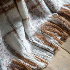Check Faux Mohair Throw Tan
