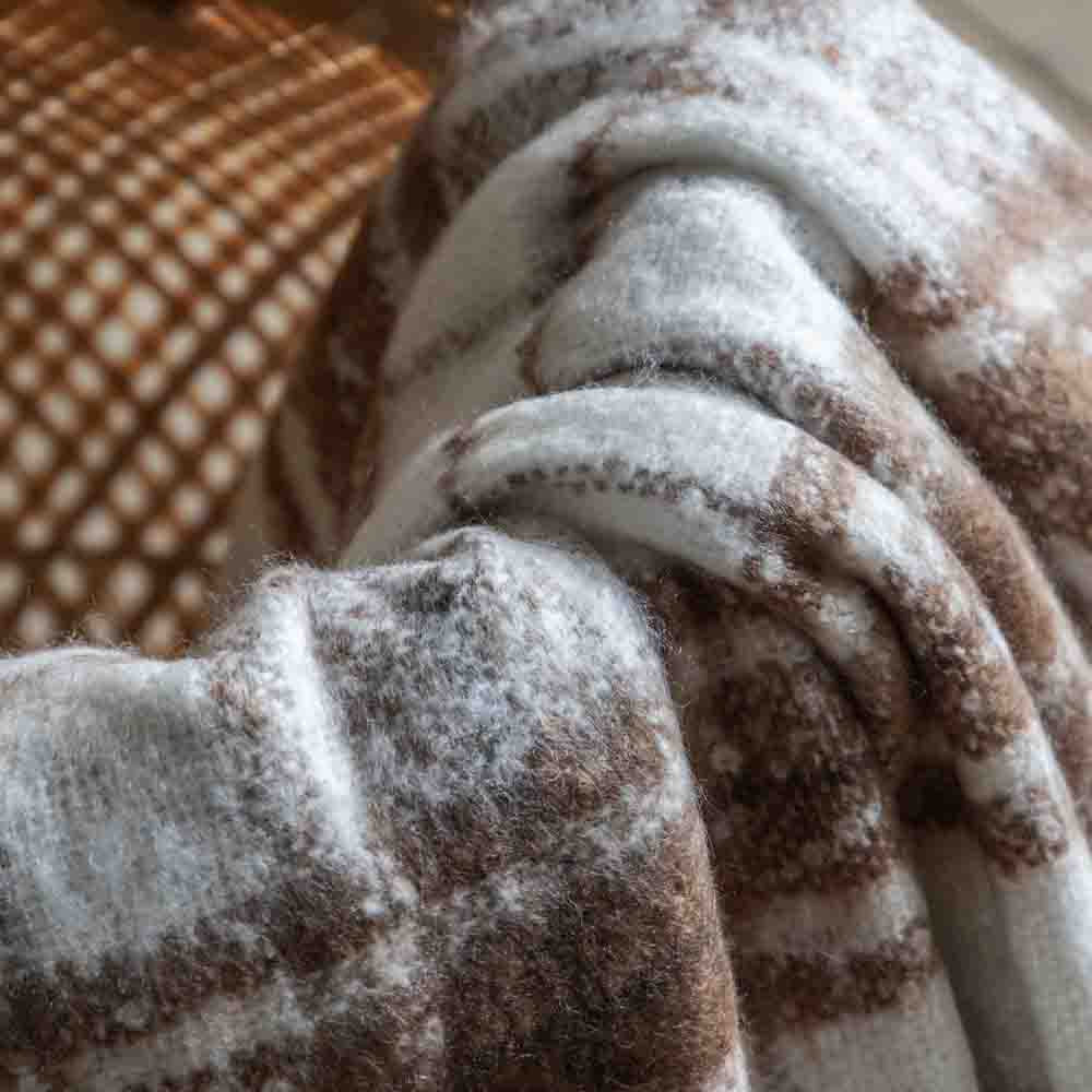 Check Faux Mohair Throw Tan