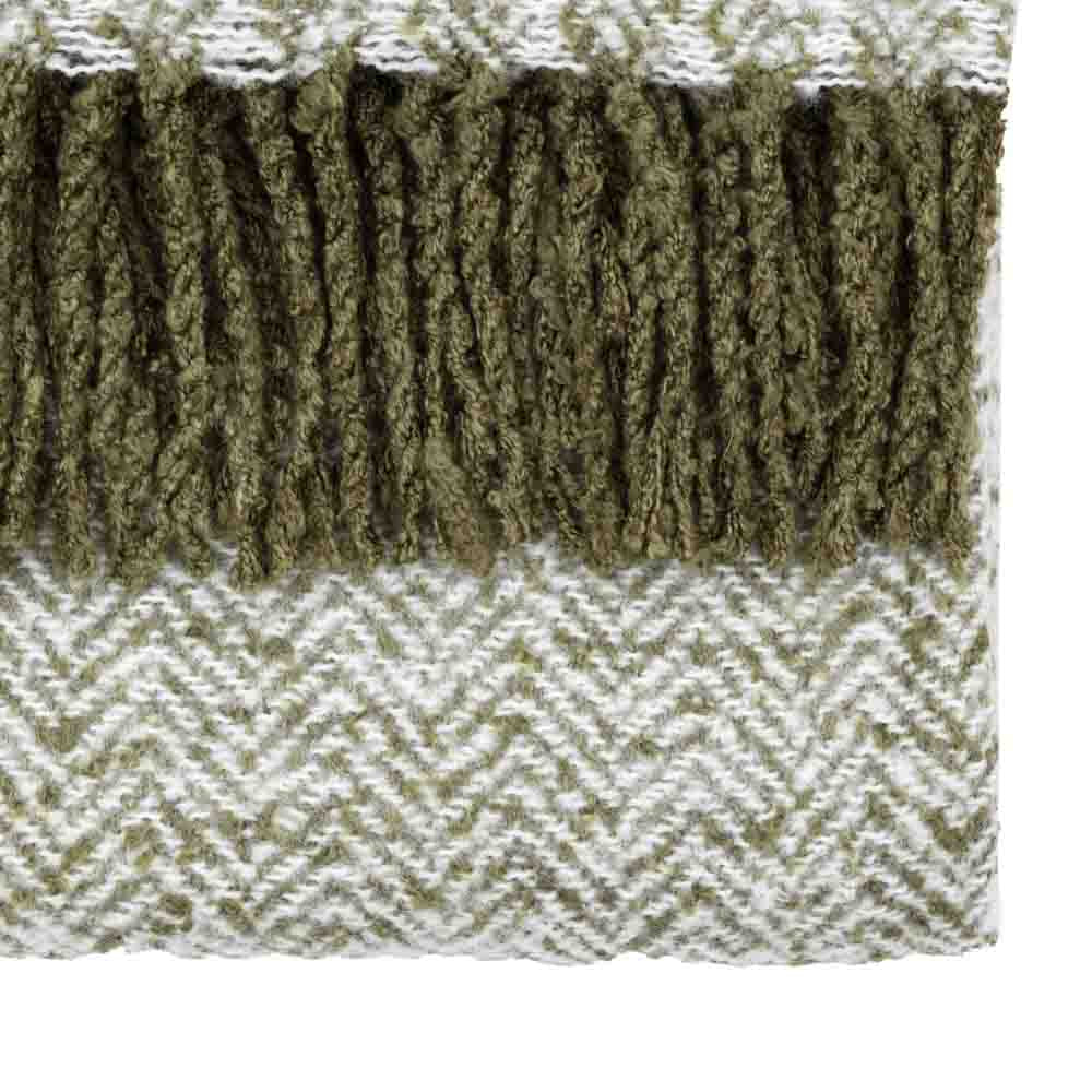 Herringbone Faux Mohair Throw Olive
