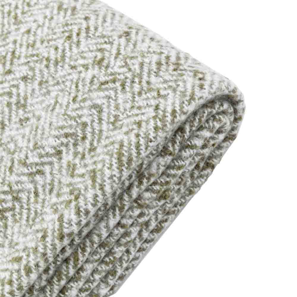 Herringbone Faux Mohair Throw Olive