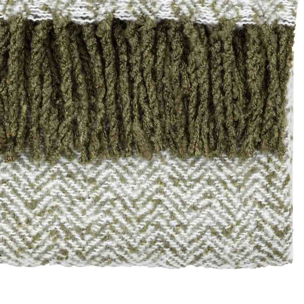 Herringbone Faux Mohair Throw Olive