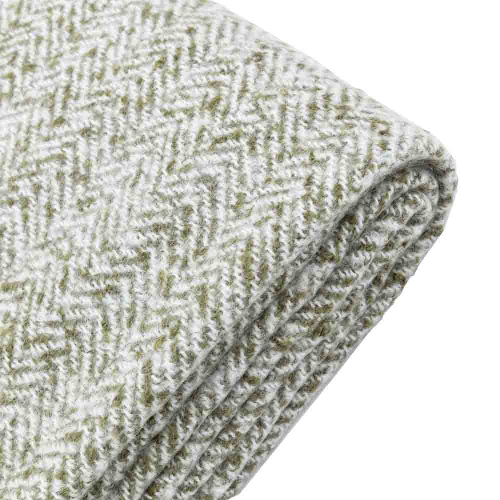 Herringbone Faux Mohair Throw Olive