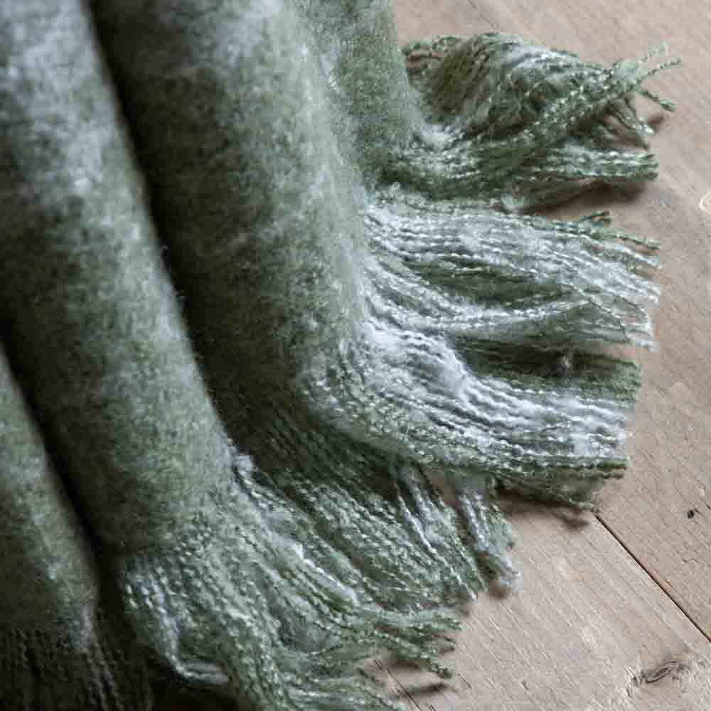 Check Faux Mohair Throw Olive