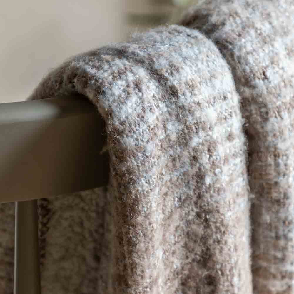 Woven Faux Mohair Sherpa Throw Natural
