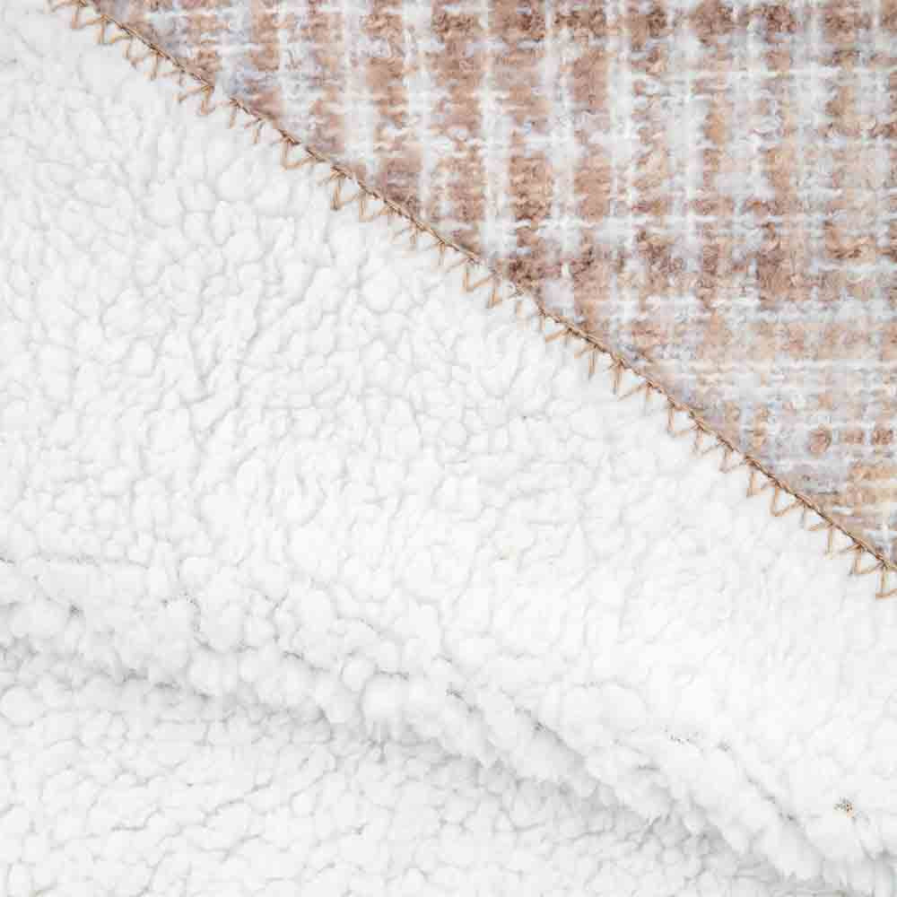 Woven Faux Mohair Sherpa Throw Natural