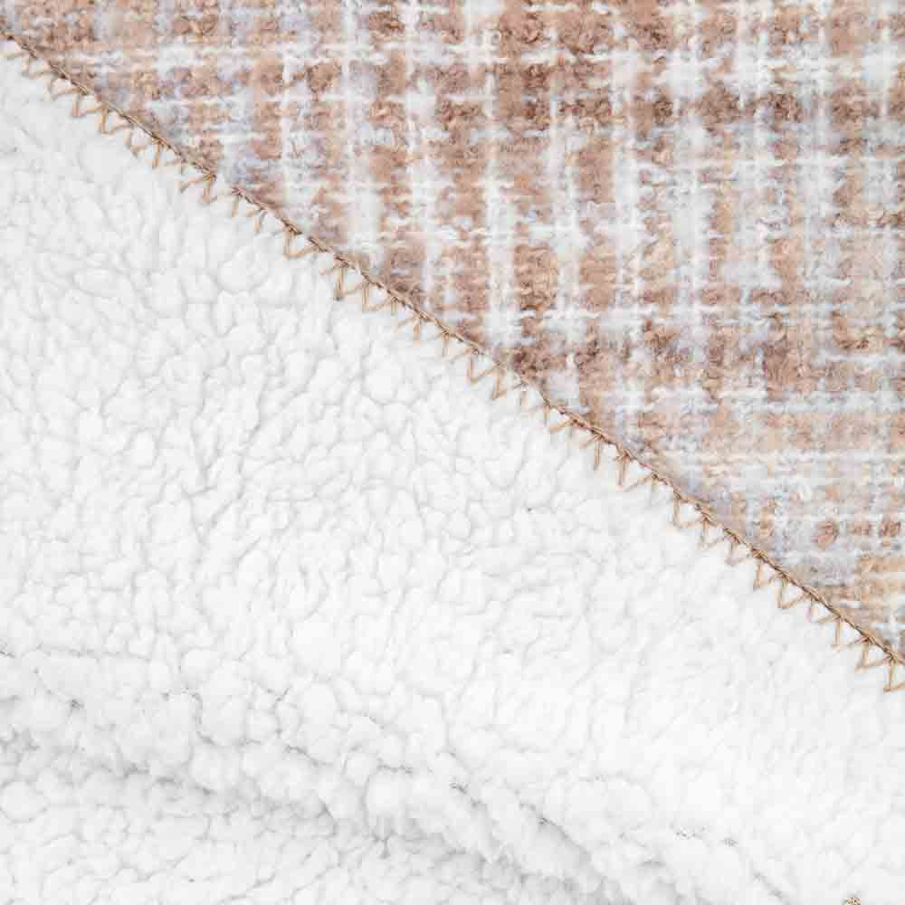 Woven Faux Mohair Sherpa Throw Natural