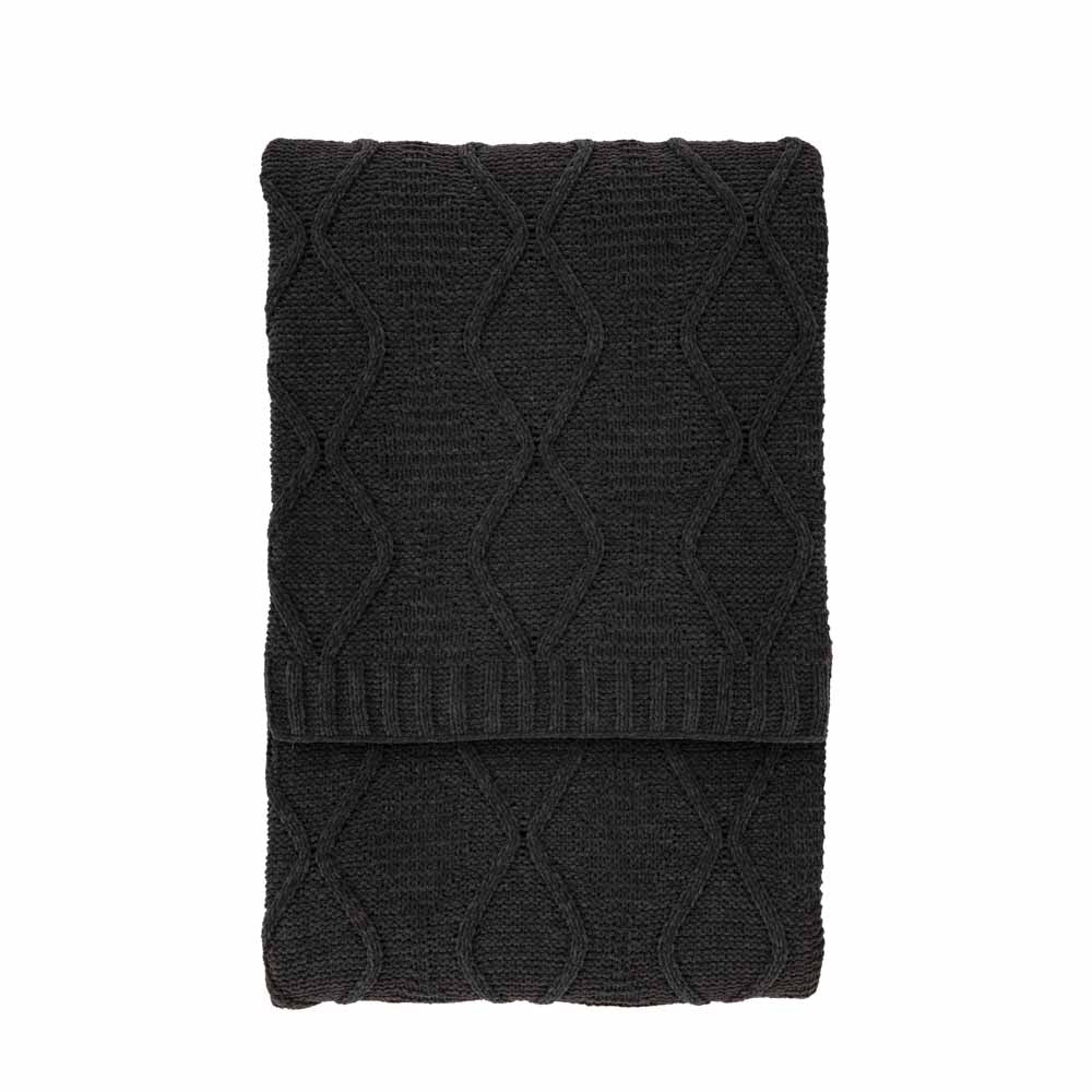 Chenille Cable Throw Grey