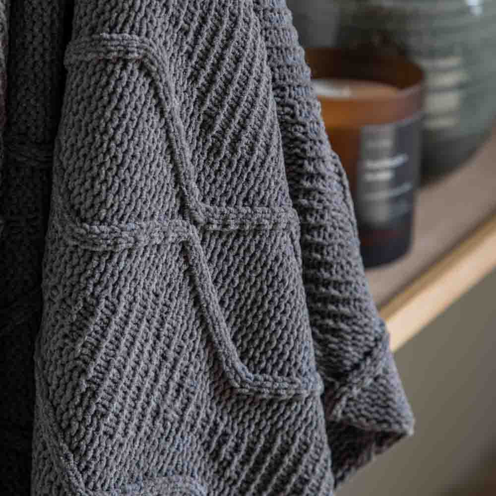 Chenille Cable Throw Grey