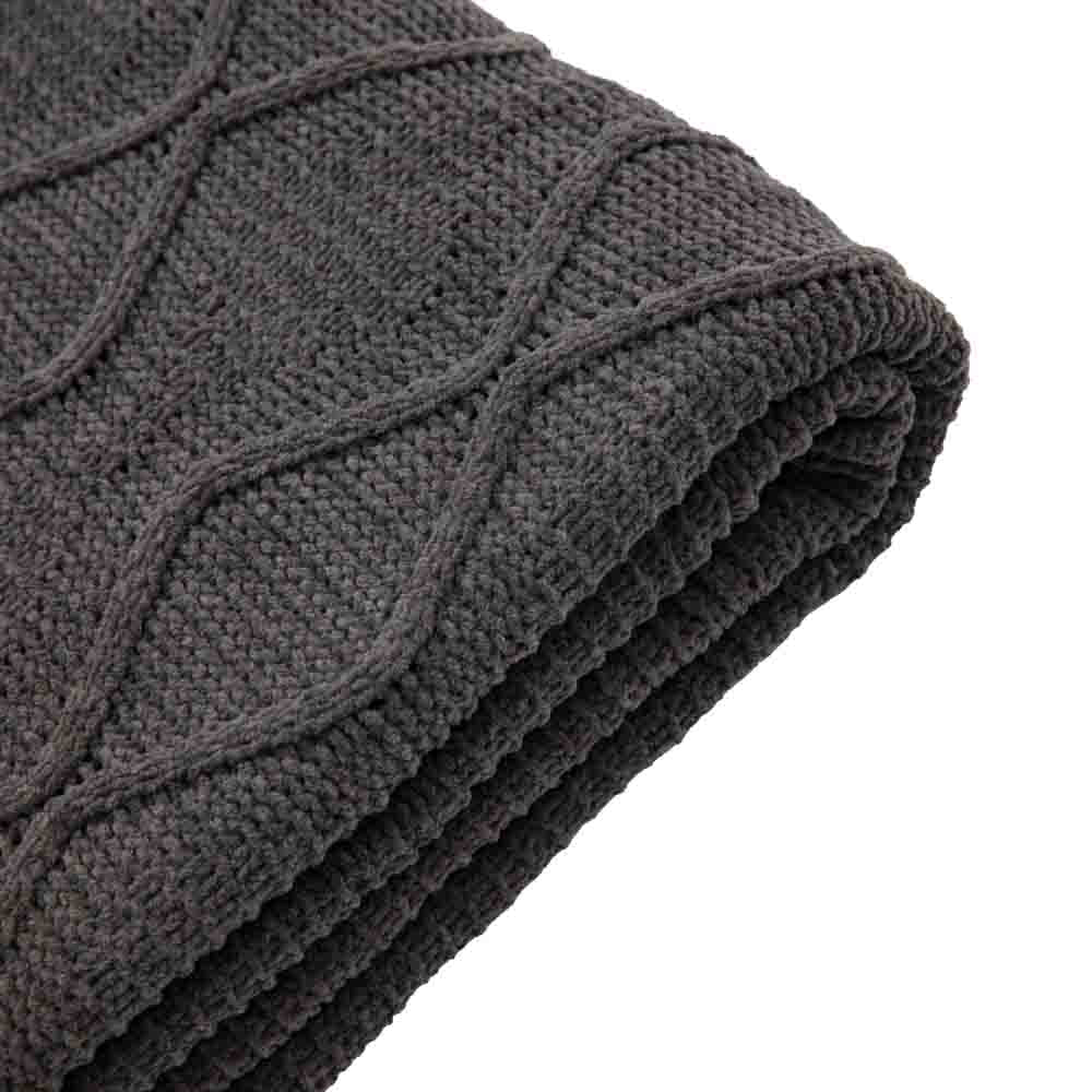 Chenille Cable Throw Grey