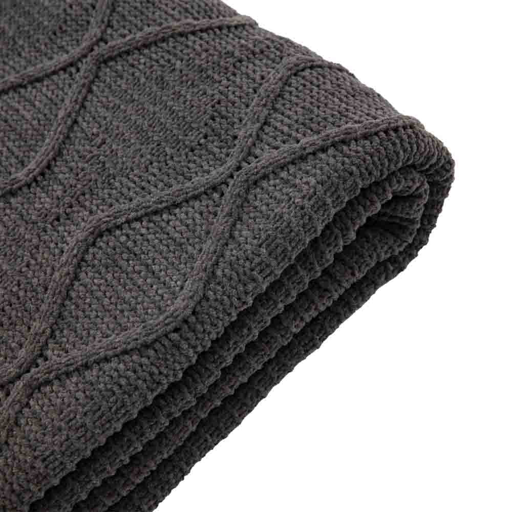 Chenille Cable Throw Grey