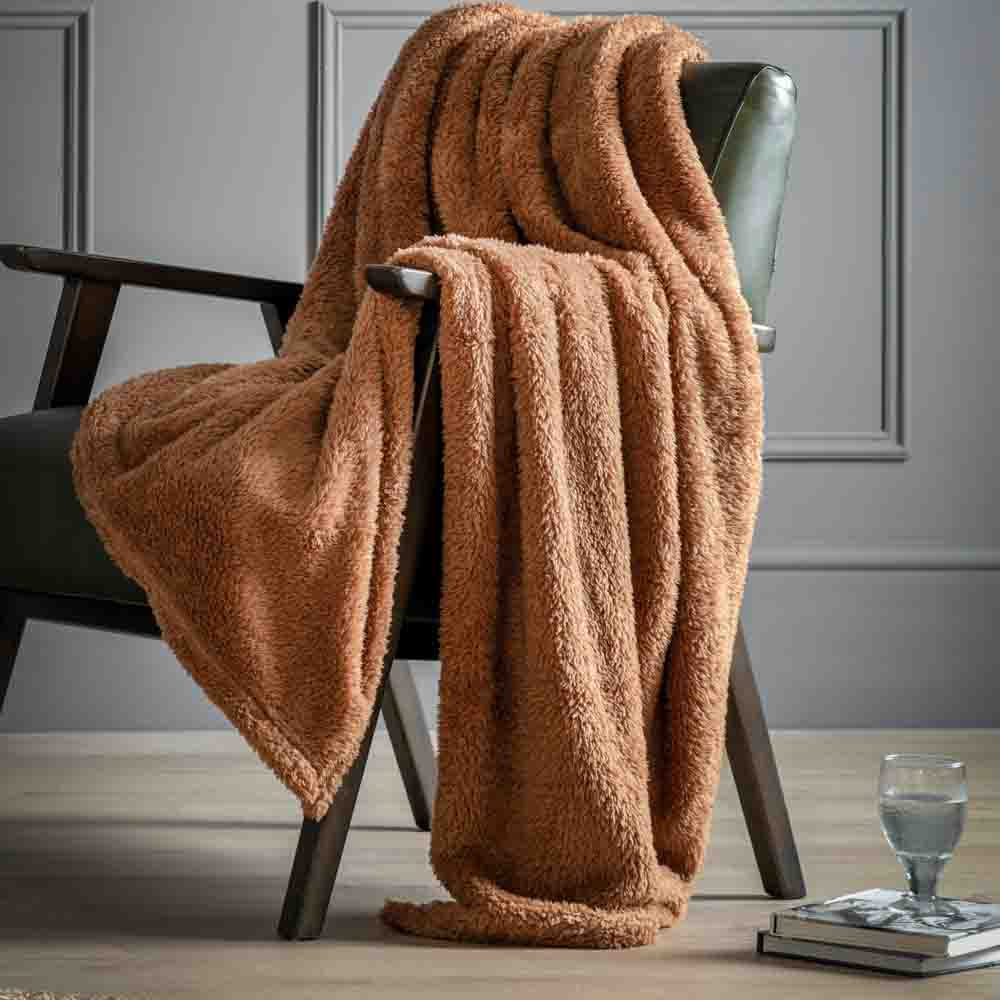 Teddy Fleece Throw Tan