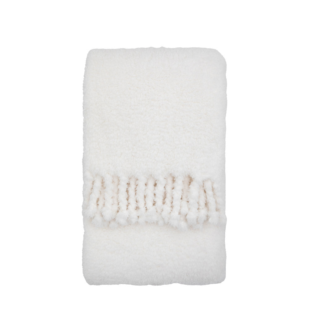 Plain Fringe Teddy Throw Natural