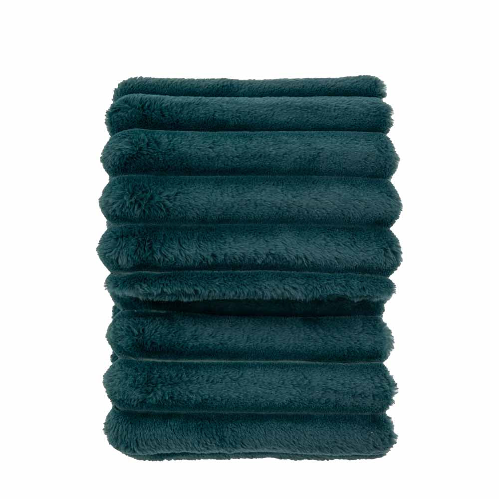 Ribbed Faux Fur Throw Teal