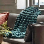 Ribbed Faux Fur Throw Teal