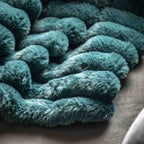 Ribbed Faux Fur Throw Teal