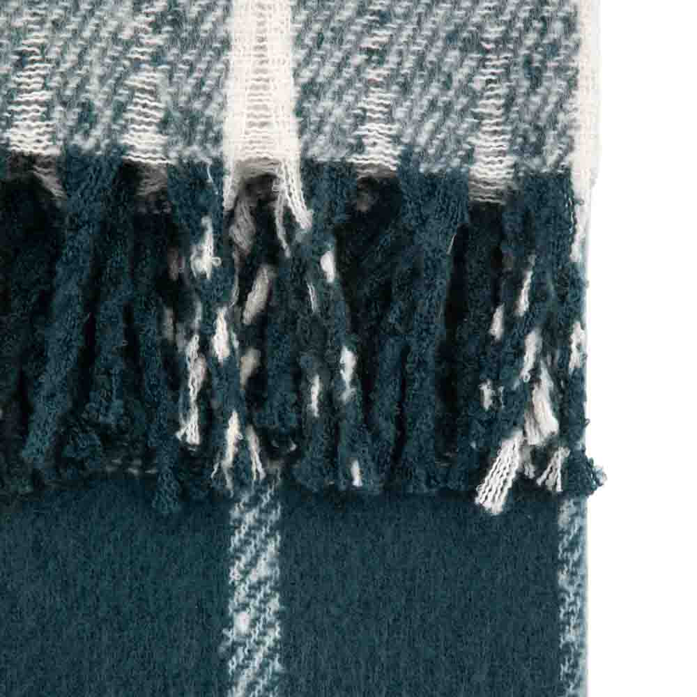 Poly Mohair Check Throw Blue
