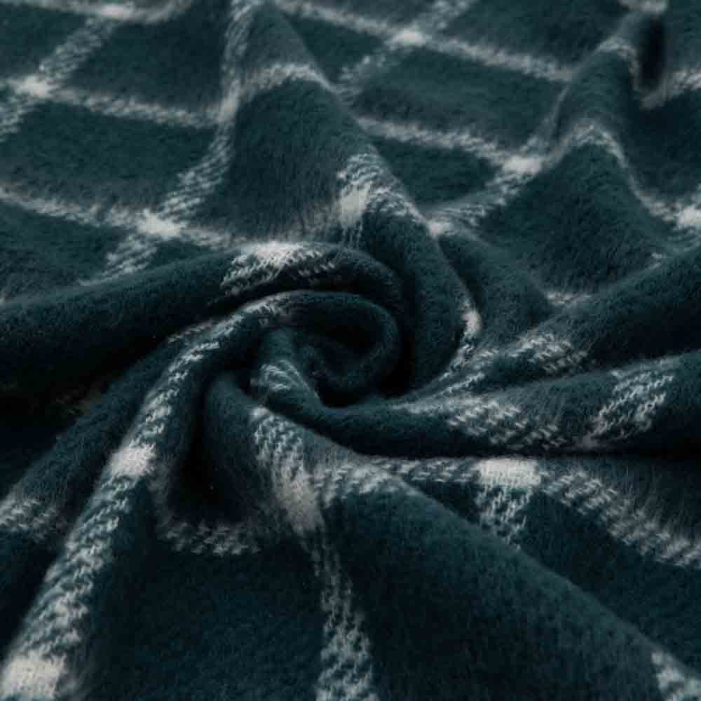 Poly Mohair Check Throw Blue