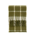 Poly Mohair Check Throw Green