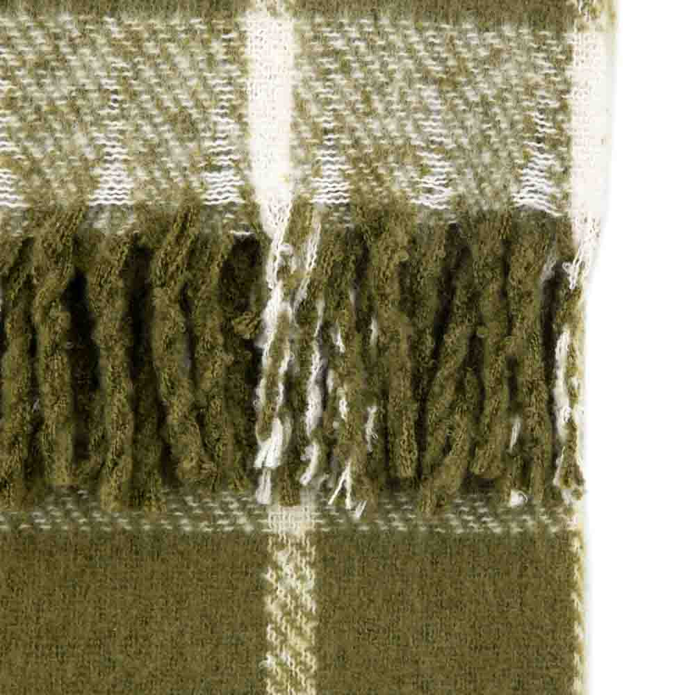 Poly Mohair Check Throw Green