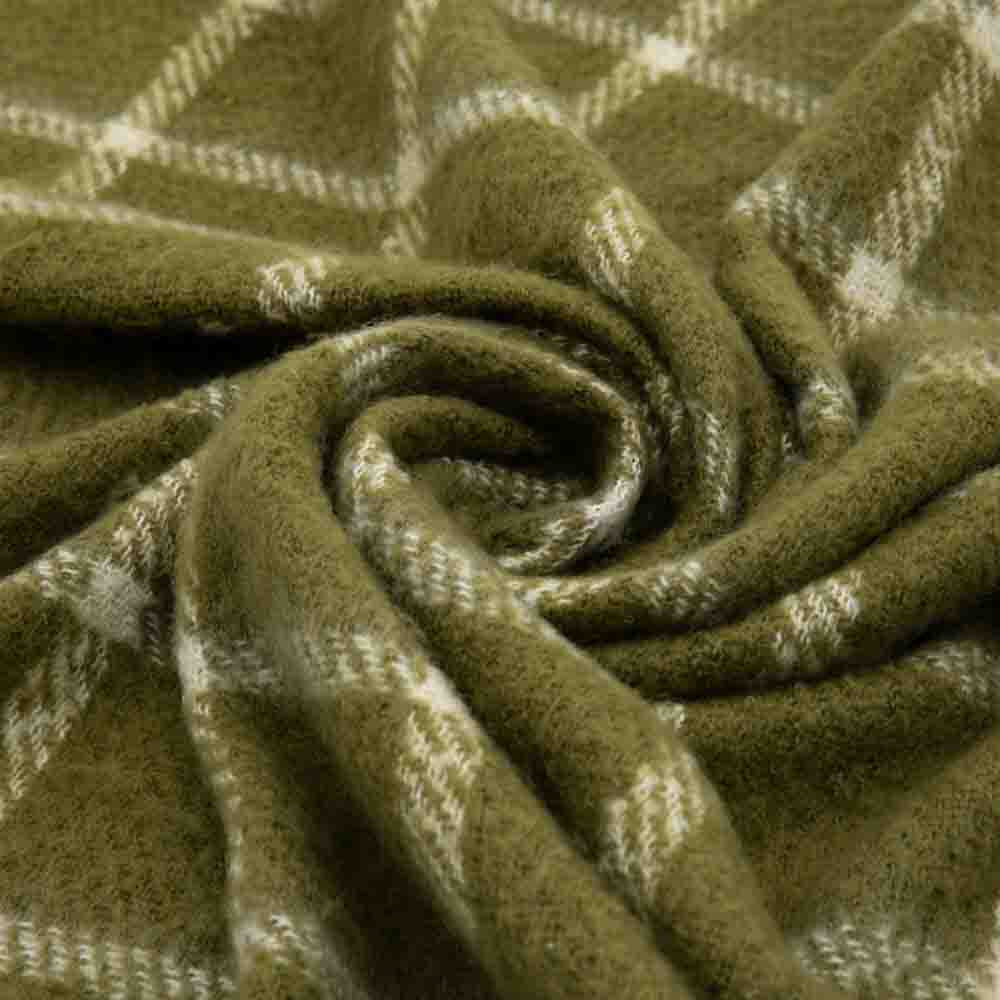 Poly Mohair Check Throw Green