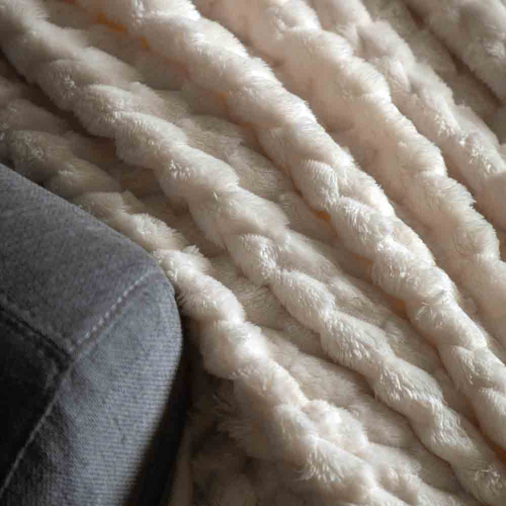 Jacquard Velvet Knitted Throw Natural