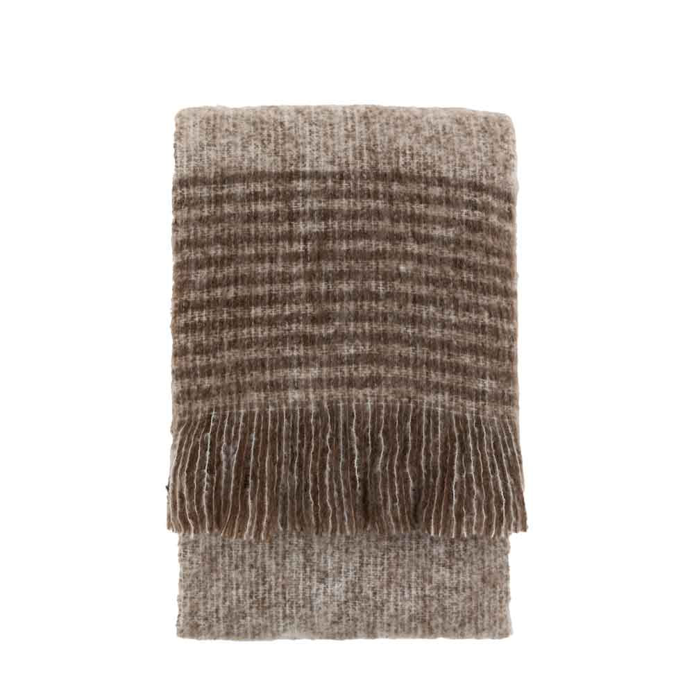 Mohair Fringe Throw Brown & Natural