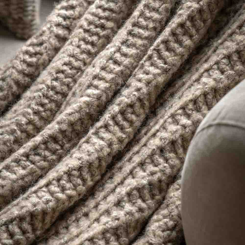 Luxury Melange Knit Throw Oatmeal