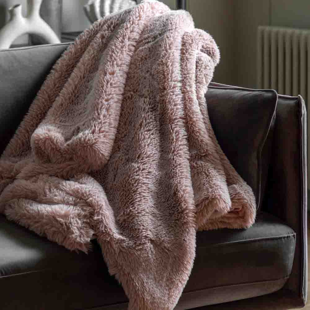 Juniper Faux Fur Throw Small Mauve