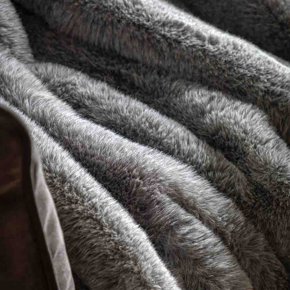 Roscose Faux Fur Throw Small Smoke Grey