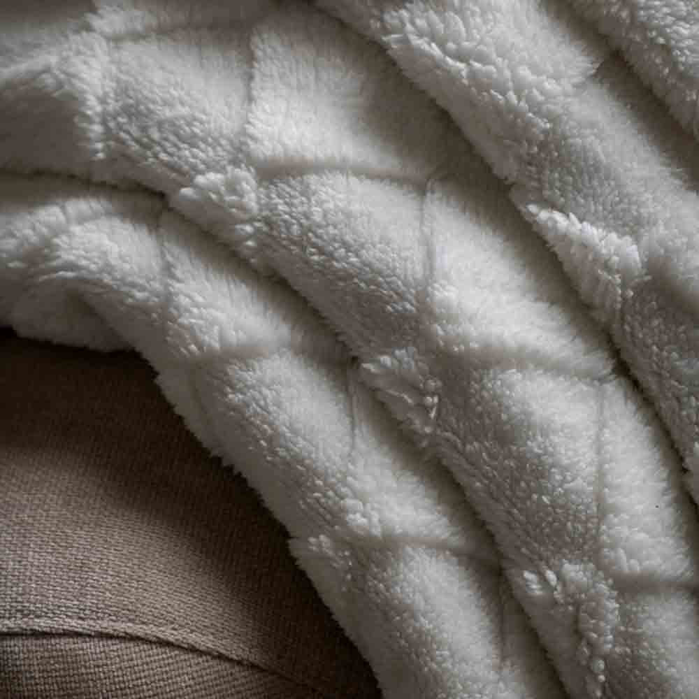 Oakley Checked Sherpa Throw Cream