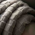Oakley Checked Sherpa Throw Grey