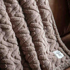 Herringbone Sherpa Throw Taupe