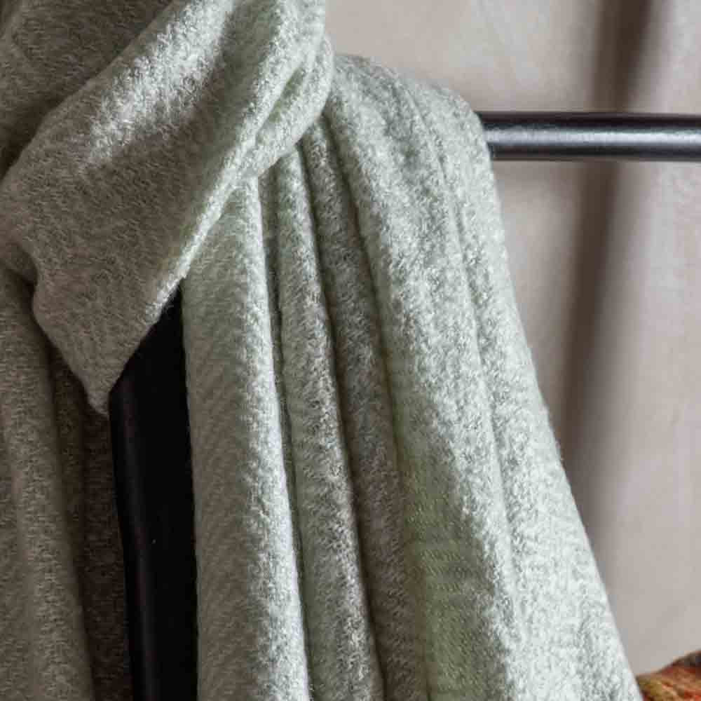 Herringbone Faux Mohair Throw Sage