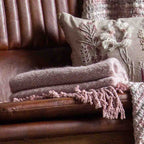 Herringbone Faux Mohair Throw Blush