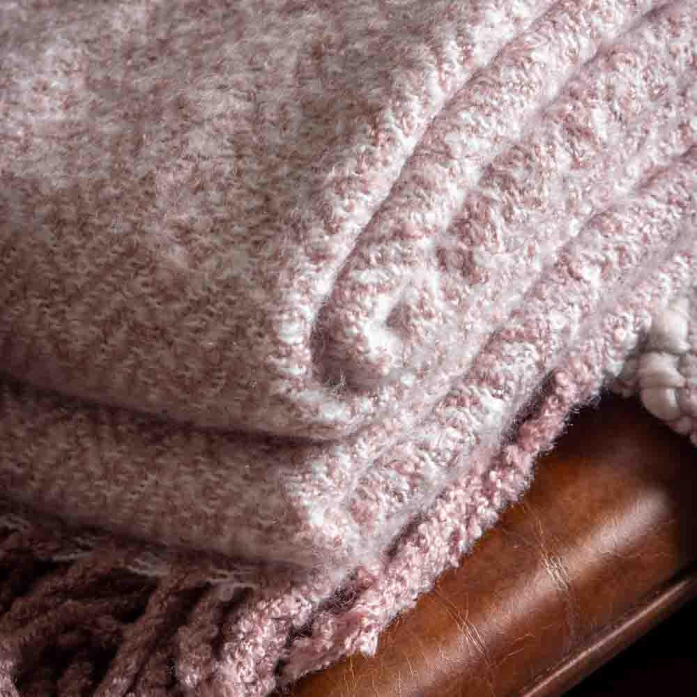 Herringbone Faux Mohair Throw Blush