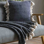 Woven Throw with Tassels Black