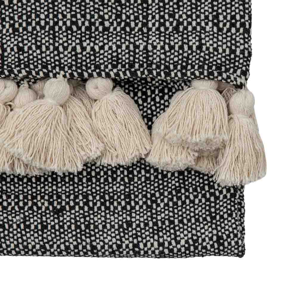 Woven Throw with Tassels Black