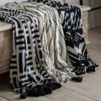 Merton Knitted Tassel Throw Black